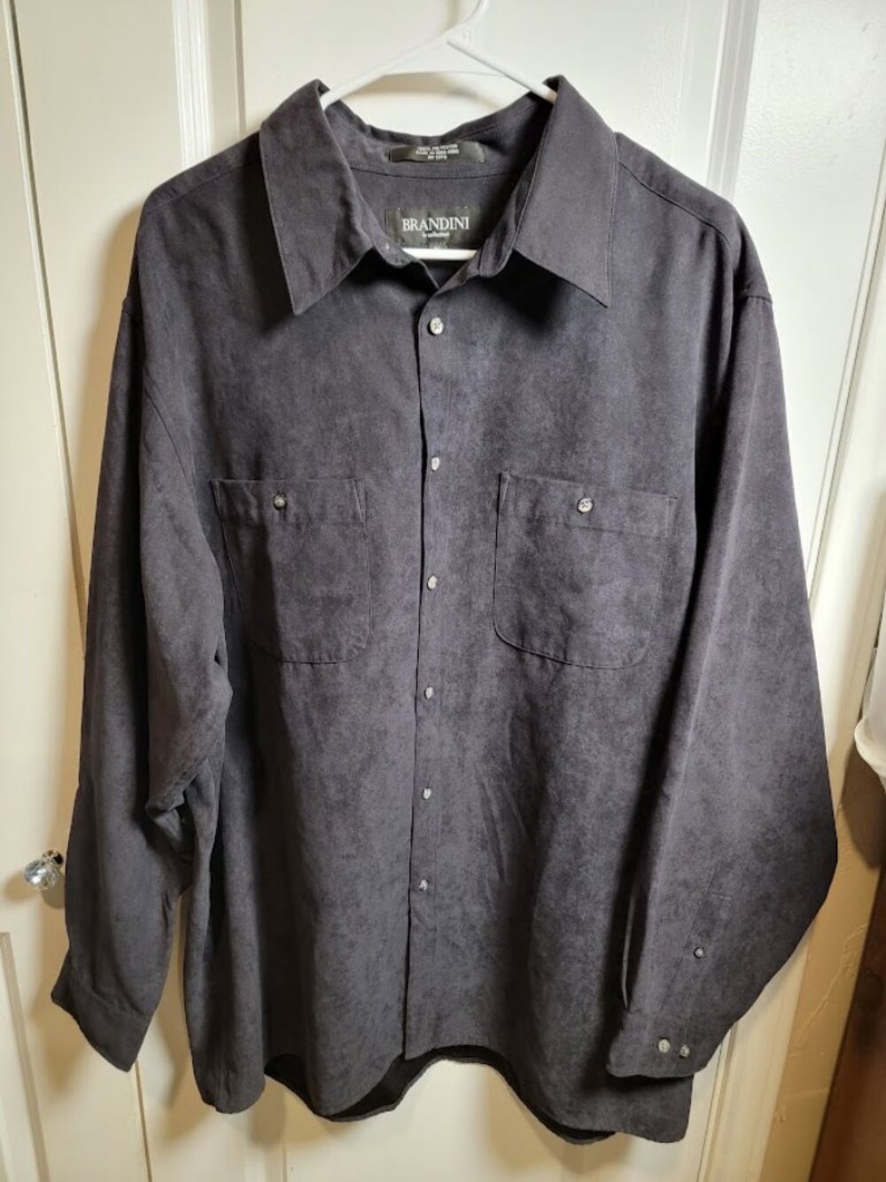 Vintage 90s Brandini Le Collezioni Faux Suede Shirt Men’s XL Charcoal